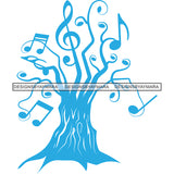 Music Notes Blue Tree Life Musical Love Song Composition Tattoo Ideas Vector Designs For T-Shirt and Other Products SVG PNG JPG Cut Files For Silhouette Cricut and More!