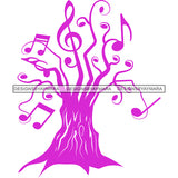 Music Notes Pink Tree Life Musical Love Song Composition Tattoo Ideas Vector Designs For T-Shirt and Other Products SVG PNG JPG Cut Files For Silhouette Cricut and More!