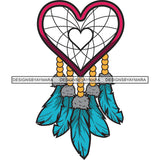 Heart Dreamcatcher Feather Peace Tattoo Ideas Vector Designs For T-Shirt and Other Products SVG PNG JPG Cut Files For Silhouette Cricut and More!