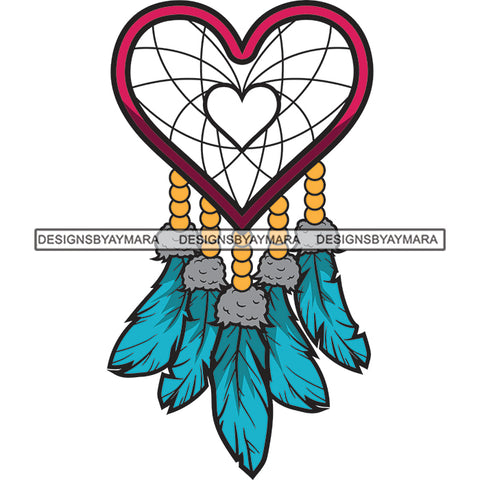 Heart Dreamcatcher Feather Peace Tattoo Ideas Vector Designs For T-Shirt and Other Products SVG PNG JPG Cut Files For Silhouette Cricut and More!