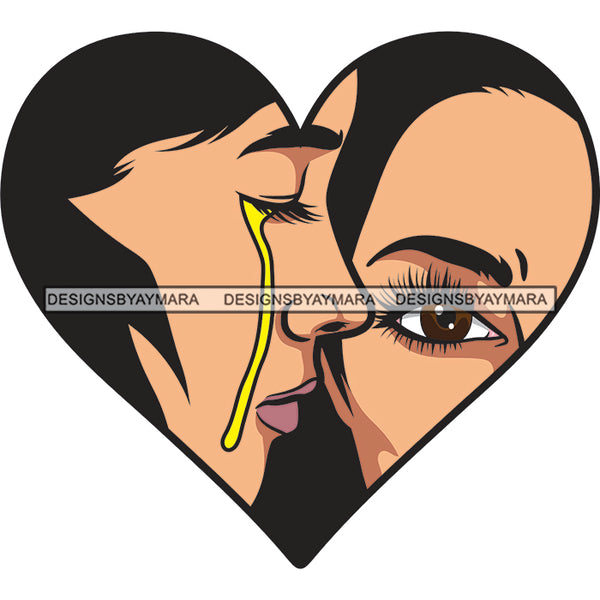 Heart Woman Crying Love Tears Eyes Tattoo Ideas Vector Designs For T-Shirt and Other Products SVG PNG JPG Cut Files For Silhouette Cricut and More!