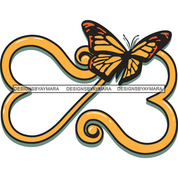 Butterfly Ribbon Nature Insect Love Heart Tattoo Ideas Vector Designs For T-Shirt and Other Products SVG PNG JPG Cut Files For Silhouette Cricut and More!