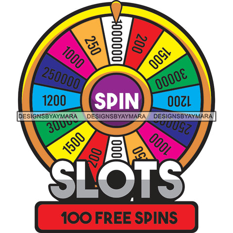 Slots Free Spin Roulette Casino Game Business Entrainment Vector Designs For T-Shirt and Other Products SVG PNG JPG Cut Files For Silhouette Cricut and More!