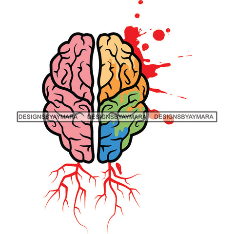 Bloody Brain Splash Blood Veins Tattoo Ideas Vector Designs For T-Shirt and Other Products SVG PNG JPG Cut Files For Silhouette Cricut and More!