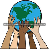 Earth World Hands Together Saving The Planet Mix Ethnic Love Healing Vector Designs For T-Shirt and Other Products SVG PNG JPG Cut Files For Silhouette Cricut and More!