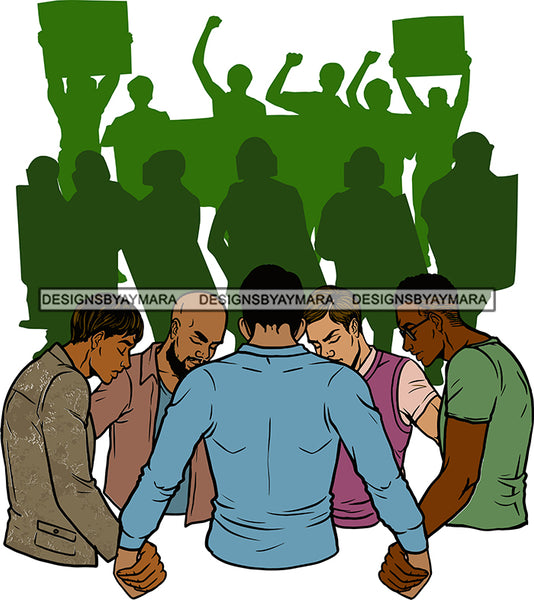 Black  White Men Praying Together Unite All Lives Black Lives Matter Protest Background Attractive Black Men Hipster Male Guy Hombre SVG Cutting Layered Files