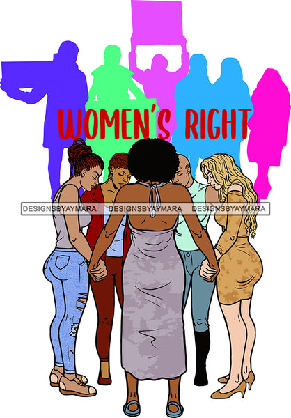 Afro Black White Women Praying God Protest Background Human Rights All Lives Matter Togetherness Religious Unity Faith  SVG Cutting Files For Silhouette Cricut