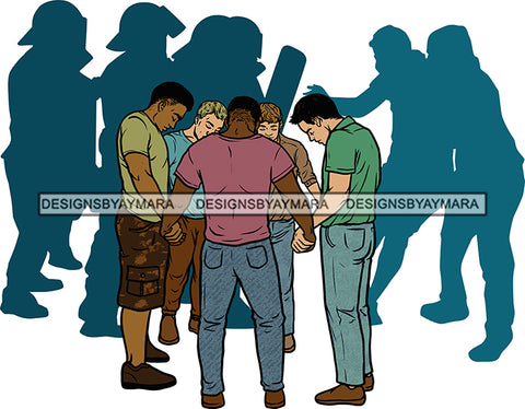 Black White Men Praying Together Unite All Lives Black Lives Matter Protest Background Attractive Black Man Hipster Male Guy Hombre SVG Cutting Layered Files