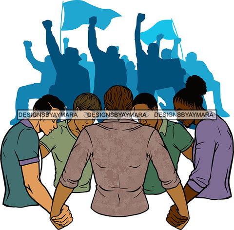 Black  White Men Praying Together Unite All Lives Black Lives Matter Protest Background Attractive Black Men Hipster Male Guy Hombre SVG Cutting Layered Files