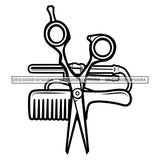 Beauty Hair Salon Tool Kit Set Logo Comb Scissors Clippers Accessories B/W SVG JPG PNG Vector Clipart Cricut Silhouette Cut Cutting