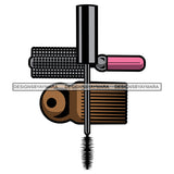 Beauty Hair Salon Tool Kit Set Logo Comb Brush Mascara Make Up Accessories B/W SVG JPG PNG Vector Clipart Cricut Silhouette Cut Cutting