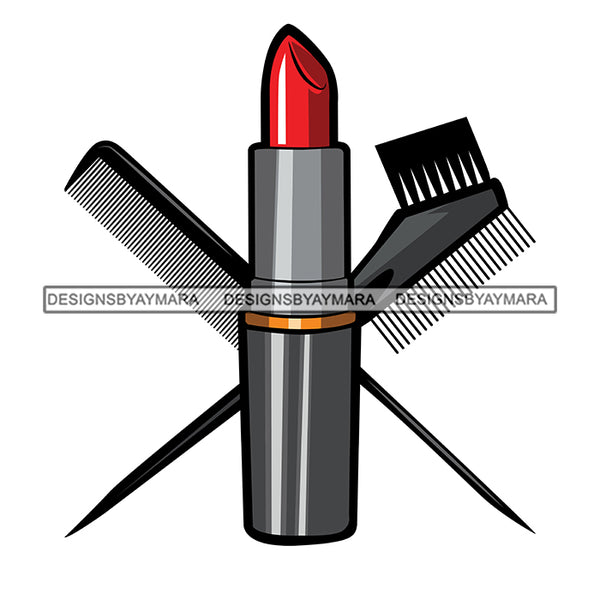 Beauty Hair Salon Tool Kit Set Logo Combs Brushes Lipstick Make Up Accessories SVG JPG PNG Vector Clipart Cricut Silhouette Cut Cutting