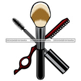 Beauty Hair Salon Tool Kit Set Logo Hair Clipper Powder Brush Mascara Make Up Accessories SVG JPG PNG Vector Clipart Cricut Silhouette Cut Cutting