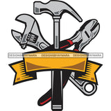 Tools 3  Black Silver Hammer Gold Banner Logo SVG JPG PNG Vector Clipart Cricut Silhouette Cut Cutting
