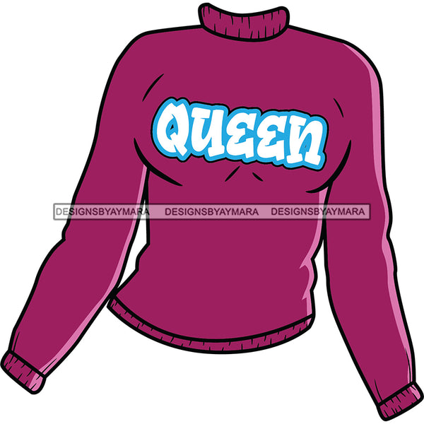Mauve Purple Sweater With Queen  SVG JPG PNG Vector Clipart Cricut Silhouette Cut Cutting