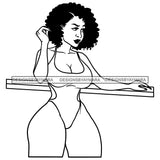 Sexy Curvy Afro Woman Ballerina Melanin Morena Bella Afro Puff Kinky Hair Designs For T-Shirt and Other Products SVG PNG JPG Cutting Files For Silhouette Cricut and More!