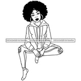 Afro Woman Tight Ripped Jeans Afro Puff Melanin Morena Bella Kinky Hair Designs For T-Shirt and Other Products SVG PNG JPG Cutting Files For Silhouette Cricut and More!