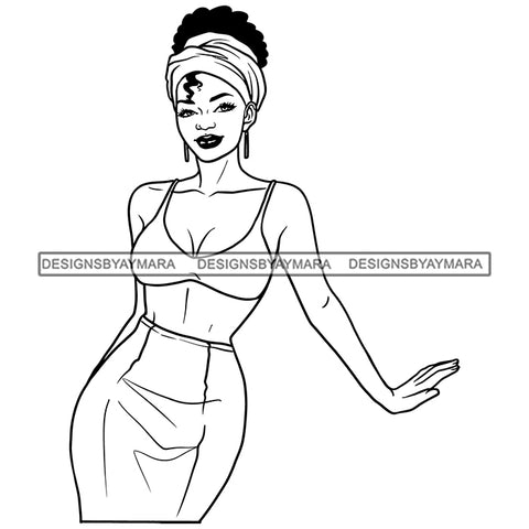 Beautiful Classy Afro Woman Turban Headwrap Sexy Melanin Morena Bella Afro Puff Kinky Hair Designs For T-Shirt and Other Products SVG PNG JPG Cutting Files For Silhouette Cricut and More!