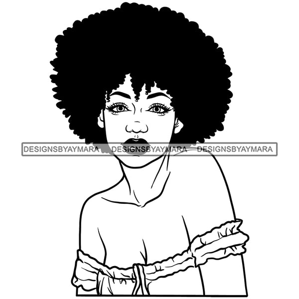 Nubian Afro Woman Melanin Morena Bella Big Afro Puff Kinky Hair Designs For T-Shirt and Other Products SVG PNG JPG Cutting Files For Silhouette Cricut and More!