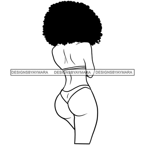 Sexy Afro Woman Bikini Curvy Melanin Morena Bella Big Afro Puff Kinky Hair Designs For T-Shirt and Other Products SVG PNG JPG Cutting Files For Silhouette Cricut and More!