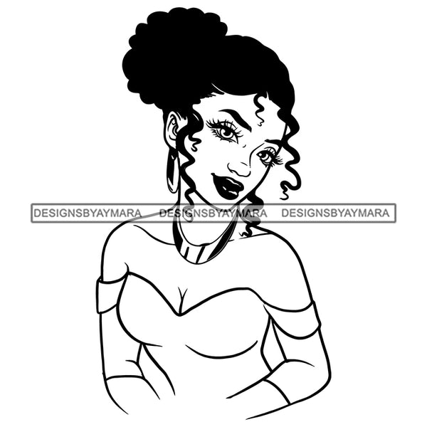 Beautiful Princess Afro Woman Melanin Morena Bella Big Afro Puff Kinky Hair Designs For T-Shirt and Other Products SVG PNG JPG Cutting Files For Silhouette Cricut and More!
