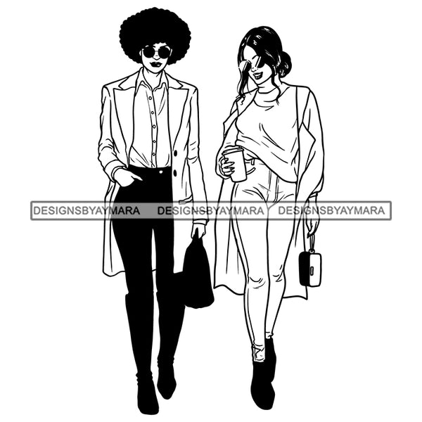 Best Friends Fashion Girls Sunglasses Tall Skinny Afro Woman Melanin Morena Bella Big Afro Puff Kinky Hair Designs For T-Shirt and Other Products SVG PNG JPG Cutting Files For Silhouette Cricut and More!