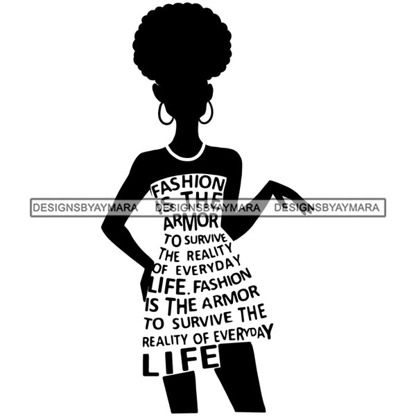 Afro Woman Fashion Armor Quotes Melanin Morena Bella Big Afro Puff Kinky Hair Designs For T-Shirt and Other Products SVG PNG JPG Cutting Files For Silhouette Cricut and More!