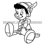 Black Pinocchio Cartoon Illustration Hero's Fantasy Animation Fairy Black Figure Designs For T-Shirt and Other Products SVG PNG JPG Cutting Files For Silhouette Cricut and More!