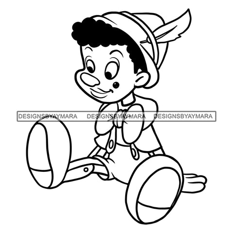 Black Pinocchio Cartoon Illustration Hero's Fantasy Animation Fairy Black Figure Designs For T-Shirt and Other Products SVG PNG JPG Cutting Files For Silhouette Cricut and More!