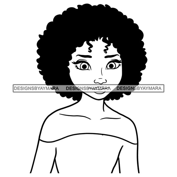 Black Princess Afro Kinky Hair Cartoon Illustration Hero's Fantasy Animation Fairy Black Figure Designs For T-Shirt and Other Products SVG PNG JPG Cutting Files For Silhouette Cricut and More!