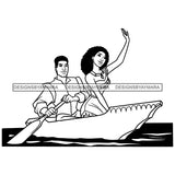 Black Princess Pocahontas Boat Prince Happy Afro Hairstyle Cartoon Illustration Hero's Fantasy Animation Fairy Black Figure Designs For T-Shirt and Other Products SVG PNG JPG Cutting Files For Silhouette Cricut and More!