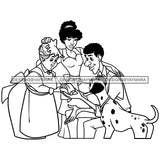 Cute Black Family Dalmatian Dog Maid Man Black Woman Cartoon Illustration Hero's Fantasy Animation Fairy Black Figure Designs For T-Shirt and Other Products SVG PNG JPG Cutting Files For Silhouette Cricut and More!