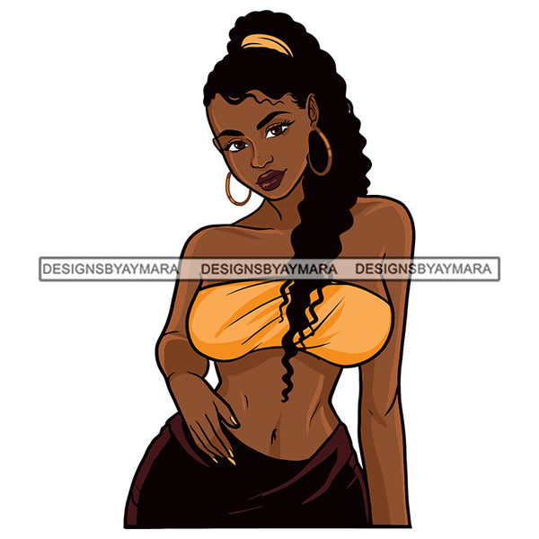 Afro Woman Long Ponytail Small Waist Curvy Melanin Morena Bella Afro Puff Kinky Hair Designs For T-Shirt and Other Products SVG PNG JPG Cutting Files For Silhouette Cricut and More!