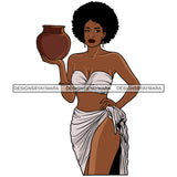 Sexy African Black Woman Caring Water Bucket Melanin Morena Bella Big Afro Puff Kinky Hair Designs For T-Shirt and Other Products SVG PNG JPG Cutting Files For Silhouette Cricut and More!