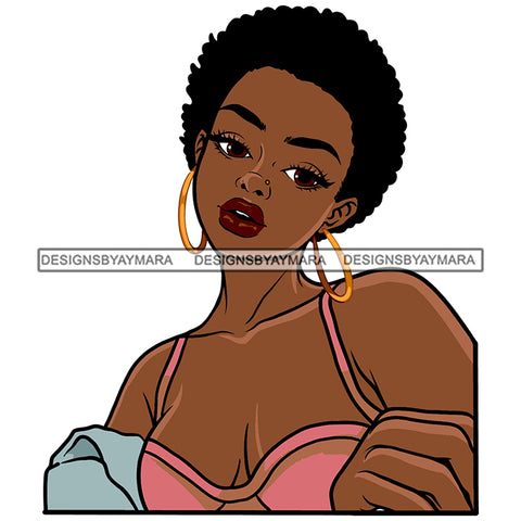 Sexy Pretty Afro Woman Hoop Earrings Melanin Morena Bella Big Afro Puff Kinky Hair Designs For T-Shirt and Other Products SVG PNG JPG Cutting Files For Silhouette Cricut and More!