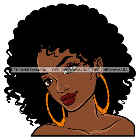 Pretty Afro Woman Long Eyelashes Melanin Morena Bella Big Afro Puff Kinky Hair Designs For T-Shirt and Other Products SVG PNG JPG Cutting Files For Silhouette Cricut and More!