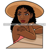 Nubian Woman Tropical Pamela Hat Melanin Morena Bella Big Afro Puff Kinky Hair Designs For T-Shirt and Other Products SVG PNG JPG Cutting Files For Silhouette Cricut and More!
