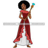 Black Princess Magic Wand Stick Afro Hair Cartoon Illustration Hero's Fantasy Animation Fairy Black Figure Designs For T-Shirt and Other Products SVG PNG JPG Cutting Files For Silhouette Cricut and More!