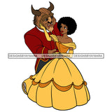 Black Princess Beast and Beauty Love Animal La Bella Y La Bestia Monster Cartoon Illustration Hero's Fantasy Animation Fairy Black Figure Designs For T-Shirt and Other Products SVG PNG JPG Cutting Files For Silhouette Cricut and More!