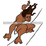 Black Tarzan Dreadlocks Wild Nature Cartoon Illustration Hero's Fantasy Animation Fairy Black Figure Designs For T-Shirt and Other Products SVG PNG JPG Cutting Files For Silhouette Cricut and More!