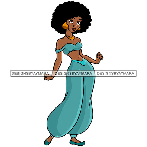 Black Princess Afro Hair Cartoon Illustration Hero's Fantasy Animation Fairy Black Figure Designs For T-Shirt and Other Products SVG PNG JPG Cutting Files For Silhouette Cricut and More!