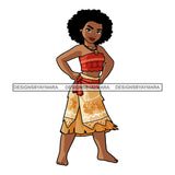 Black Princess Moana Afro Hairstyle Cartoon Illustration Hero's Fantasy Animation Fairy Black Figure Designs For T-Shirt and Other Products SVG PNG JPG Cutting Files For Silhouette Cricut and More!