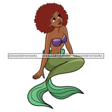 Black Princess Mermaid Tail Red Afro Hairstyle Cartoon Illustration Hero's Fantasy Animation Fairy Black Figure Designs For T-Shirt and Other Products SVG PNG JPG Cutting Files For Silhouette Cricut and More!