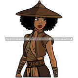 Black Princess Raya Chinese Hat Warrior Fighter Afro Hairstyle Cartoon Illustration Hero's Fantasy Animation Fairy Black Figure Designs For T-Shirt and Other Products SVG PNG JPG Cutting Files For Silhouette Cricut and More!