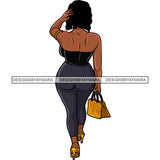 Afro Woman Model Back View Sexy Hipster Ebony Fashion Diva Nubian Black Girl Magic Wavy Hair SVG Cutting Files For Silhouette Cricut