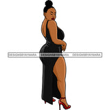 Afro Woman Model Thick Sexy Black Dress Diva Nubian Black Girl Magic Bun Hair SVG JPG PNG Cutting Files For Silhouette Cricut