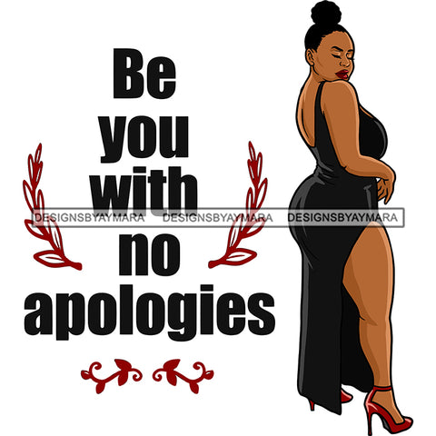 Afro Woman Model Life Quote Thick Sexy Black Dress Diva Nubian Black Girl Magic Bun Hair SVG JPG PNG Cutting Files For Silhouette Cricut