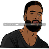 Afro Handsome Sexy Black Man Bearded Hipster Model Fashion Male Guy Stylish Close-up Macho Manly SVG PNG JPG Files For Cutting