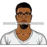 Afro Handsome Sexy Black Man Bearded Glasses Model Fashion Male Guy Stylish Close-up Macho Manly SVG PNG JPG Files For Cutting