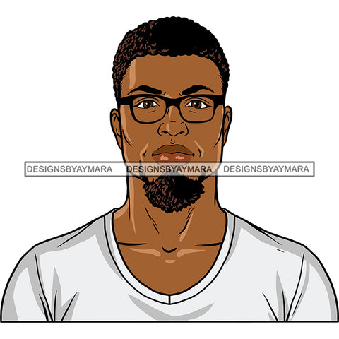 Afro Handsome Sexy Black Man Bearded Glasses Model Fashion Male Guy Stylish Close-up Macho Manly SVG PNG JPG Files For Cutting
